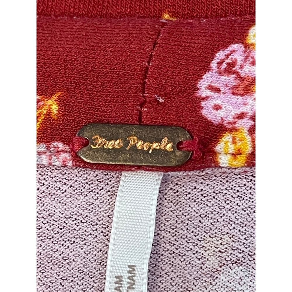 Free People NWT red floral dress babydoll L/S rufflecuff sz L Boho cottage artsy - Picture 3 of 6